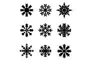 Set of winter Christmas snowflakes.