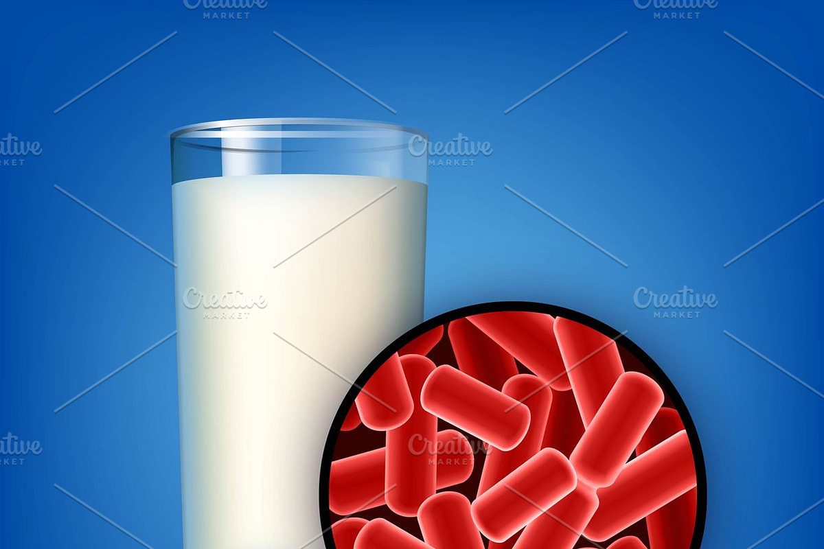 Glass of milk with lactobacilli in Illustrations - product preview 8