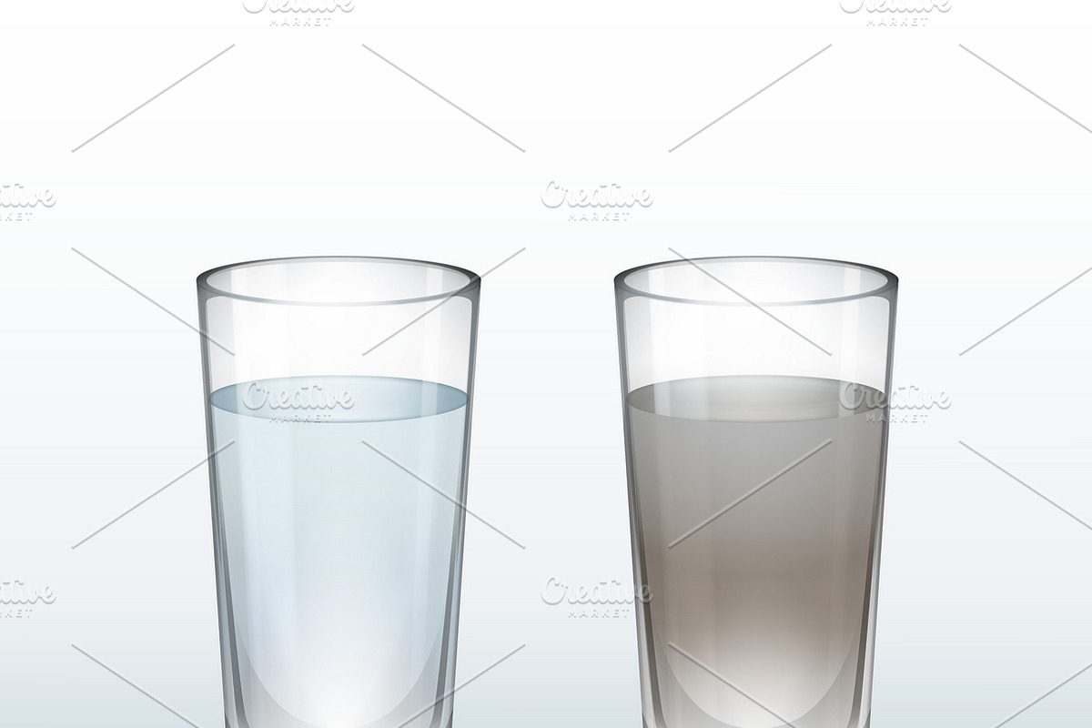 Clean and dirty water in glass in Illustrations - product preview 8