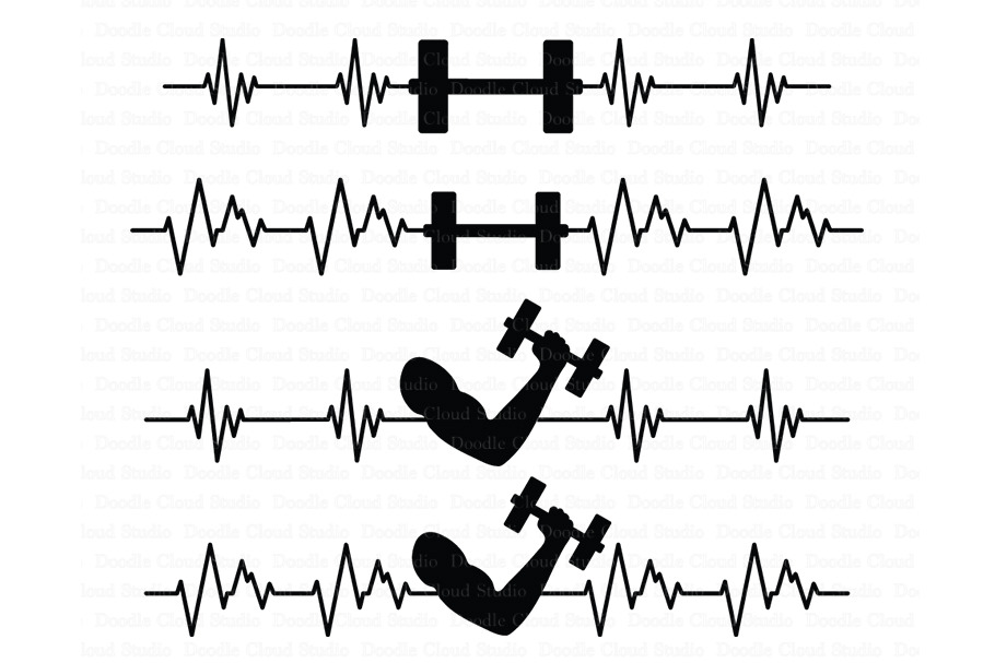 Heartbeat barbell, Muscle SVG files.