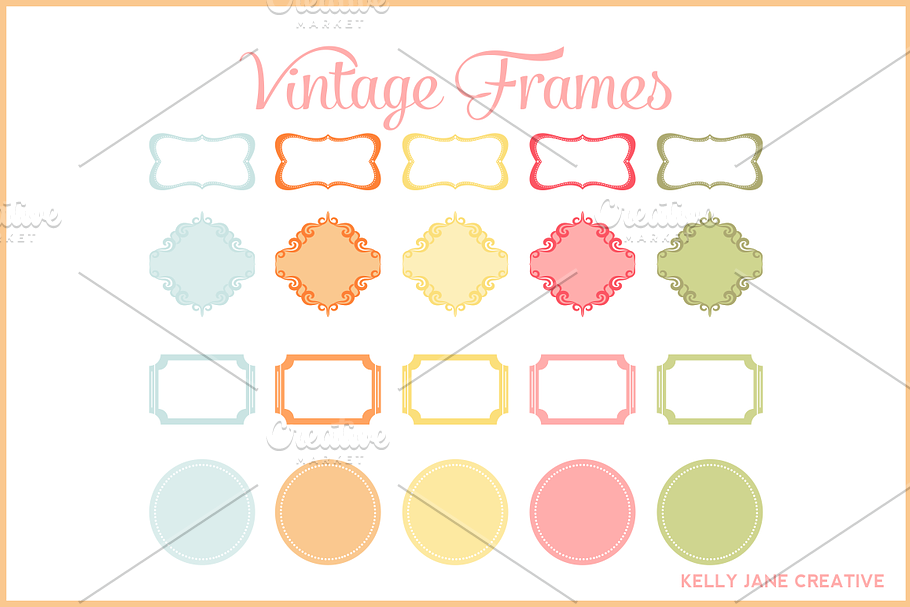 Pastel Vintage Frames in Illustrations - product preview 8