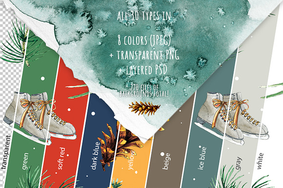 All seasons watercolor patterns in Patterns - product preview 1