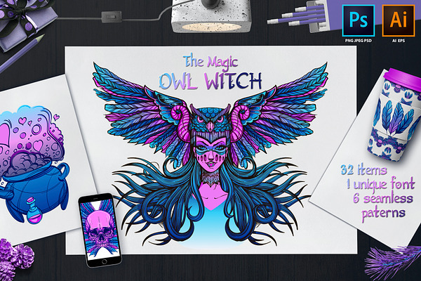 Witch Owl. Magic set
