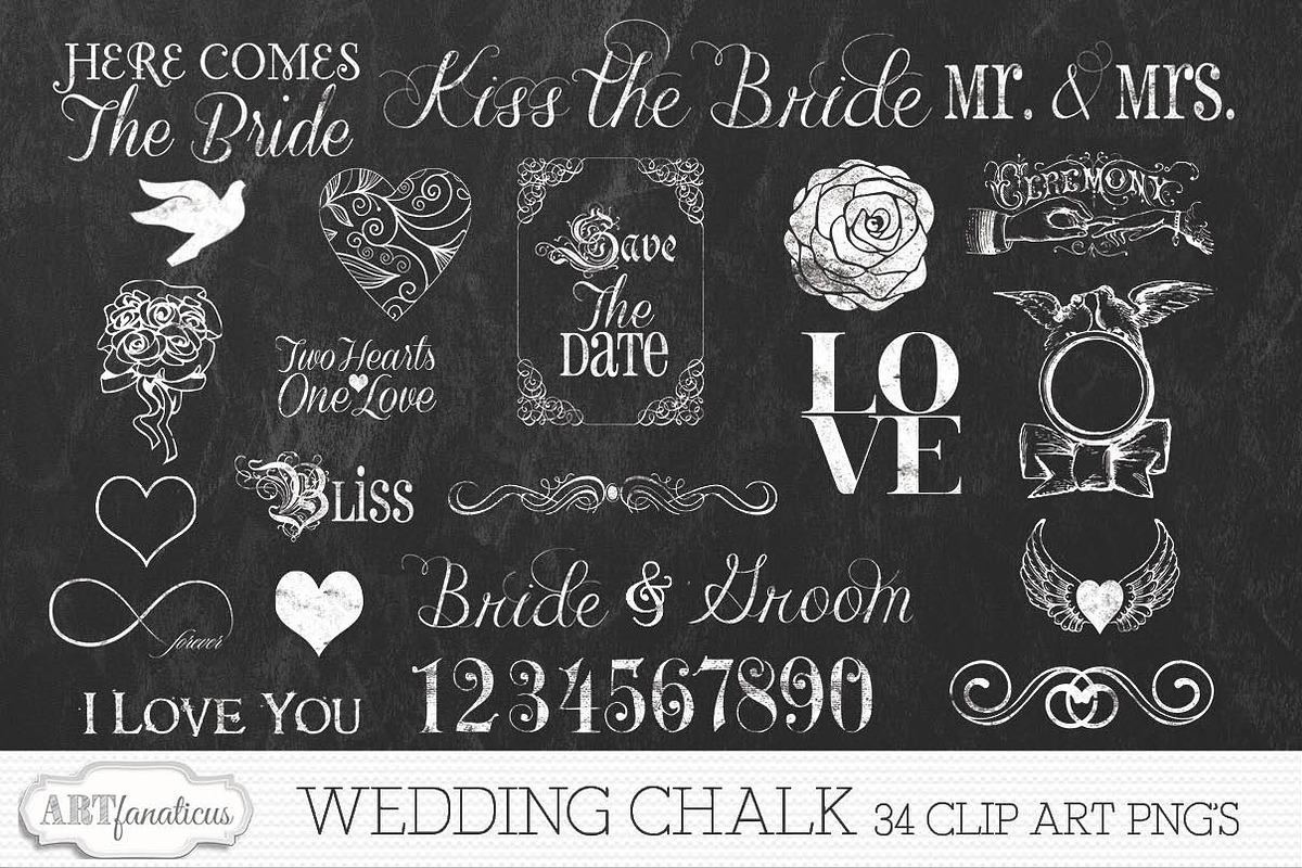 WEDDING CHALK CLIP ART in Illustrations - product preview 8