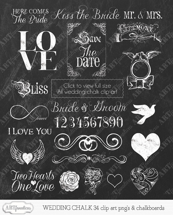 WEDDING CHALK CLIP ART in Illustrations - product preview 4