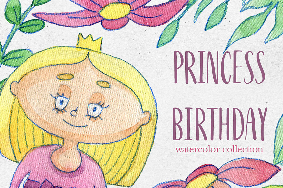 Princess day watercolor collection in Illustrations - product preview 8