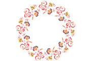 Oriental floral frame design element
