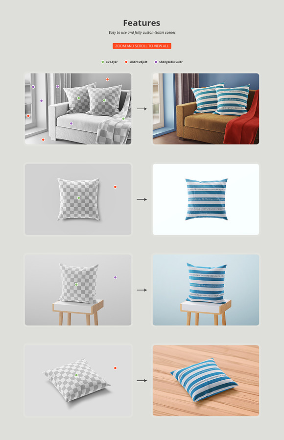 Square Pillow Mockup in Product Mockups - product preview 10