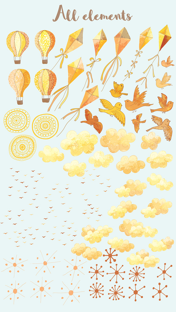 Honey Sky Vector Elements Set in Illustrations - product preview 1