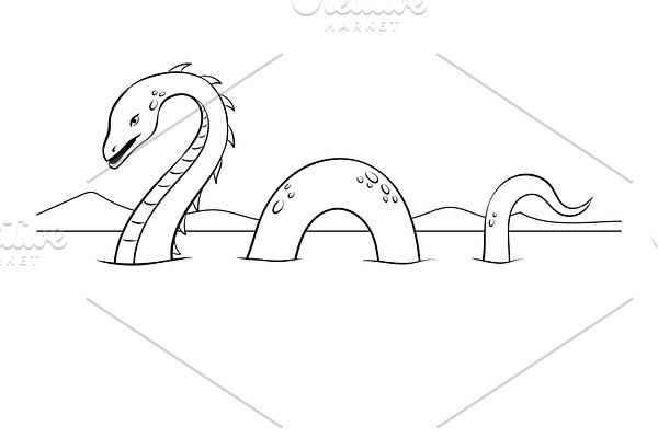 Nessie monster coloring vector illustration
