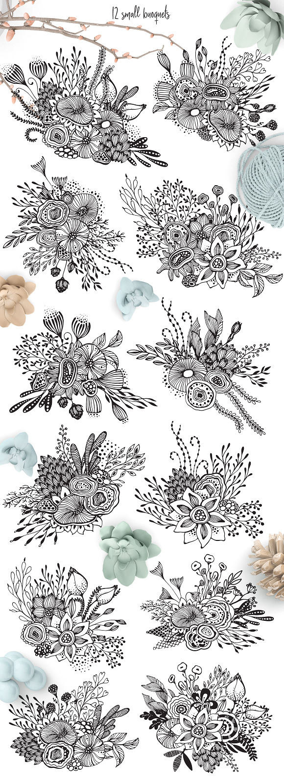 Fantasy flowers vector set in Graphics - product preview 12