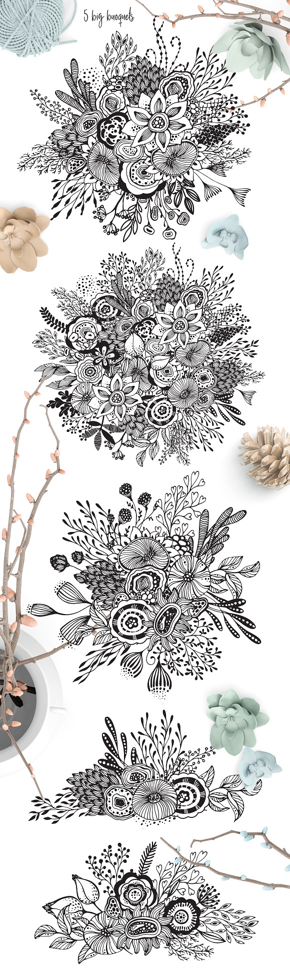 Fantasy flowers vector set in Graphics - product preview 13