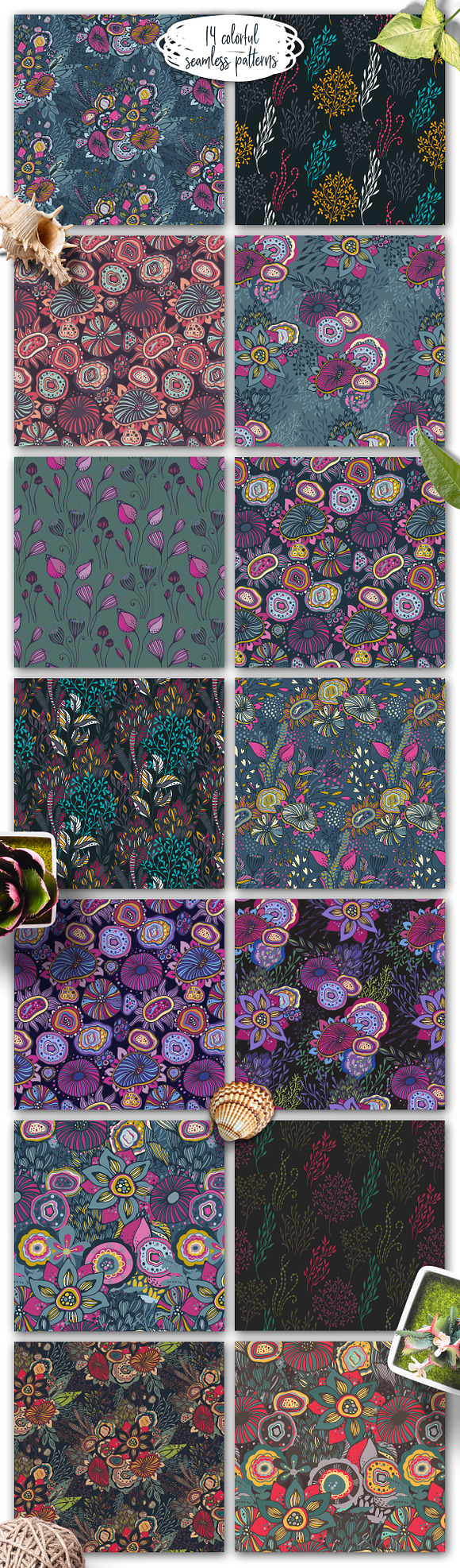 Fantasy flowers vector set in Graphics - product preview 15