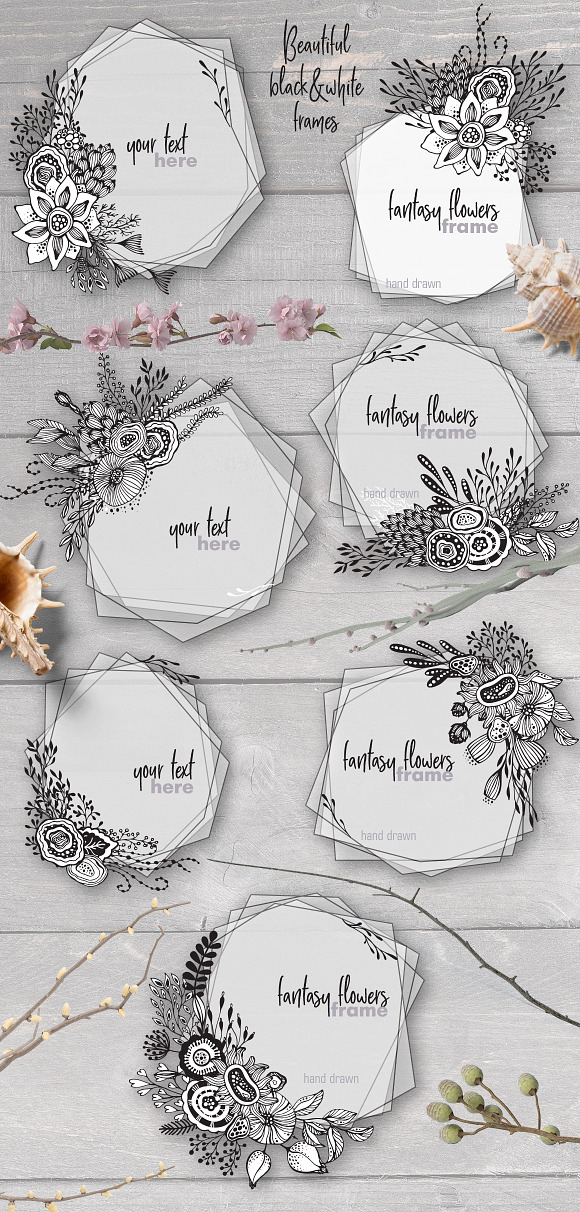 Fantasy flowers vector set in Graphics - product preview 16