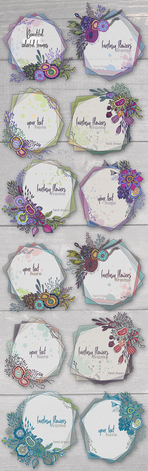 Fantasy flowers vector set in Graphics - product preview 17