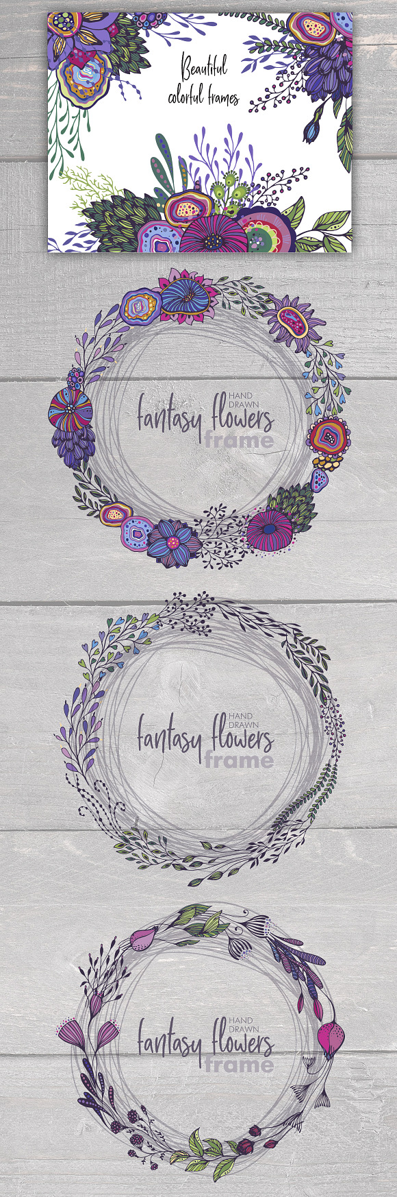 Fantasy flowers vector set in Graphics - product preview 19
