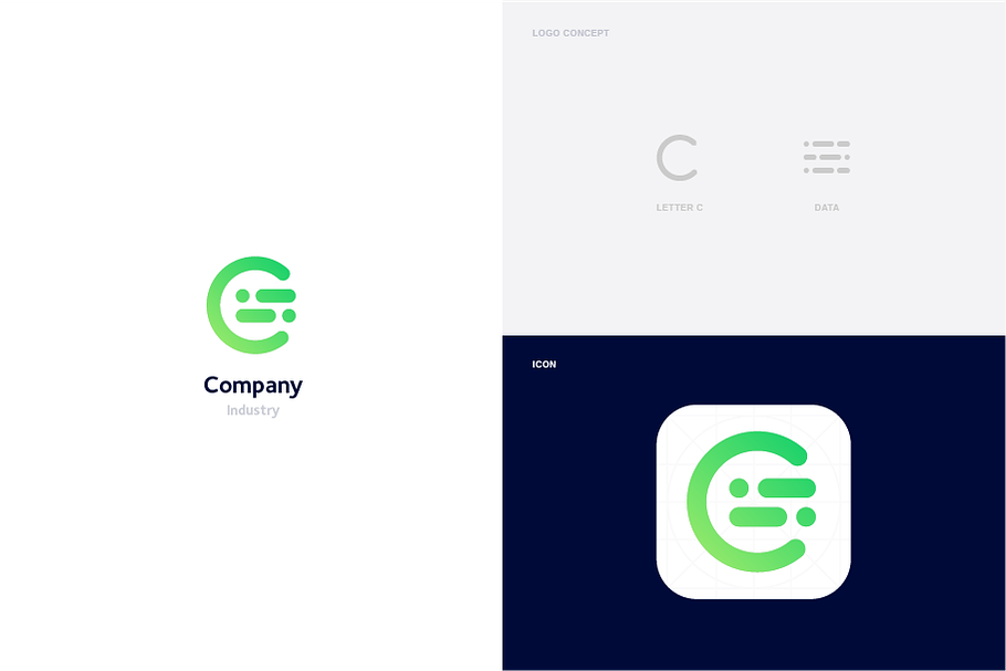 Data + Letter C Logo Template