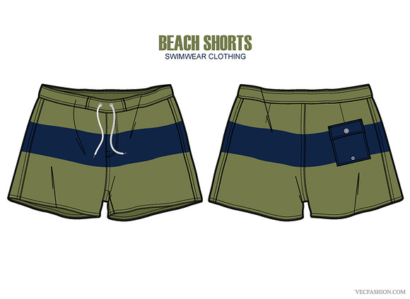 Men Beach Shorts Vector Apparel in Illustrations - product preview 3