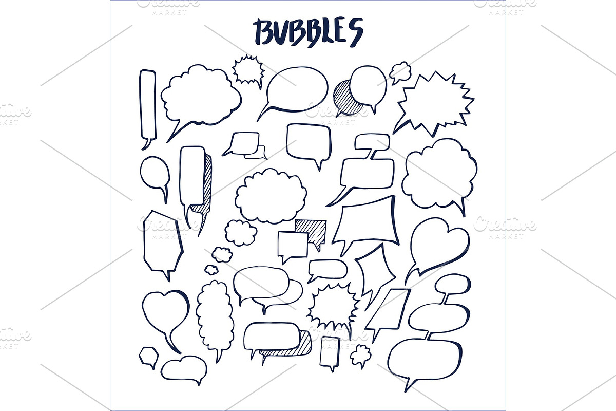 Set of Hand Drawn Bubbles Vector Illustration in Objects - product preview 8