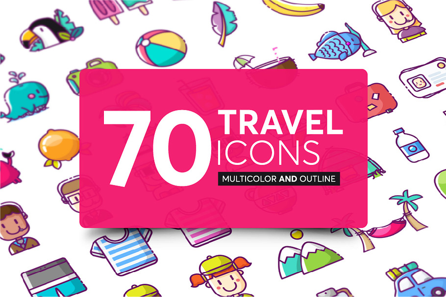 70 travel and summer icons