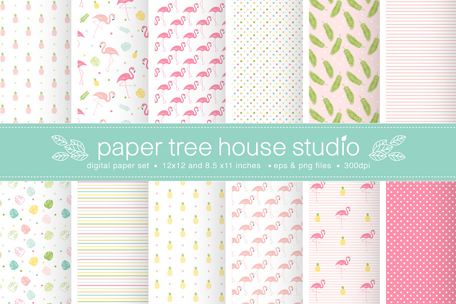 Seamless Tropical Flamingo Paper in Patterns - product preview 8