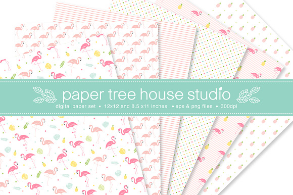 Seamless Tropical Flamingo Paper in Patterns - product preview 2