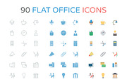 90 Flat Office Icons