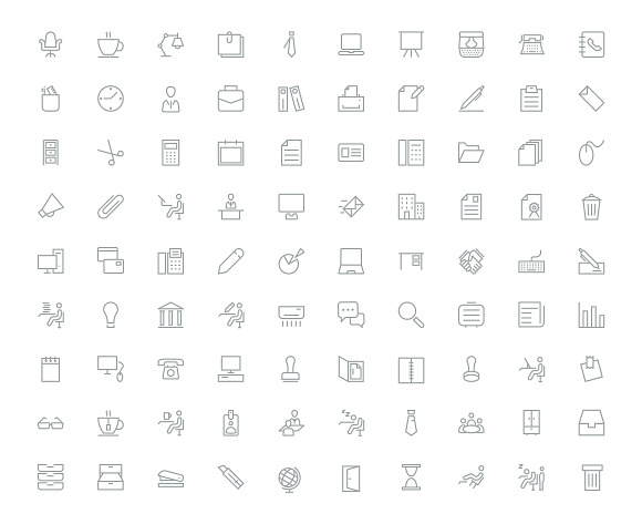 90 Flat Office Icons in Graphics - product preview 3