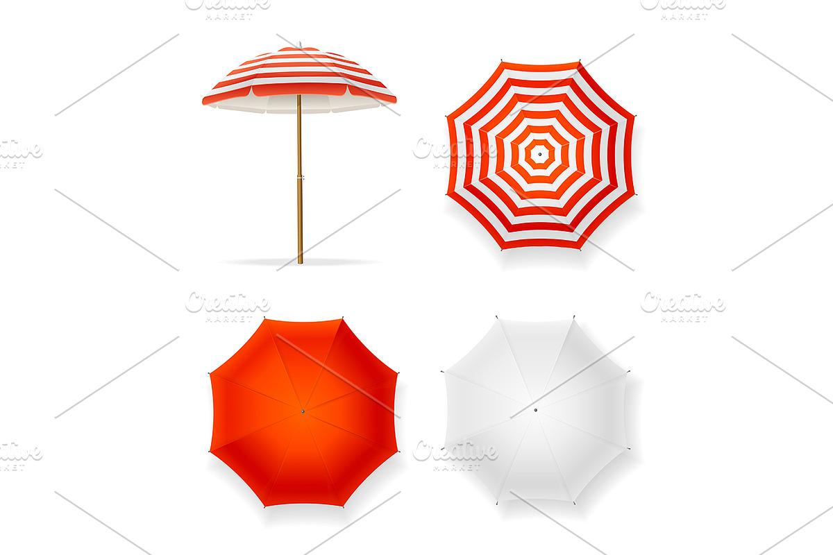 Realistic 3d Sun Umbrella Set. in Objects - product preview 8