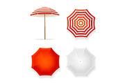 Realistic 3d Sun Umbrella Set.