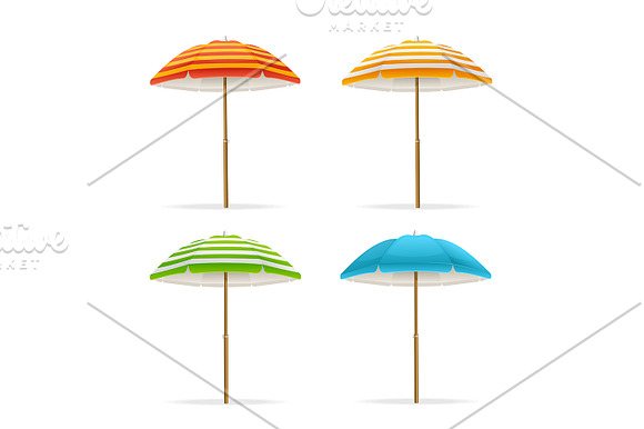 Realistic 3d Sun Umbrella Set. in Objects - product preview 1