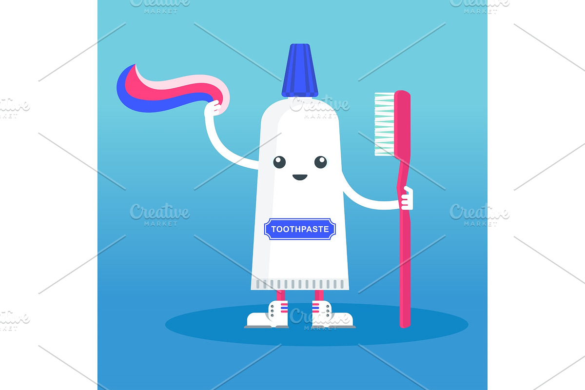 cute smiling happy toothpaste in Objects - product preview 8