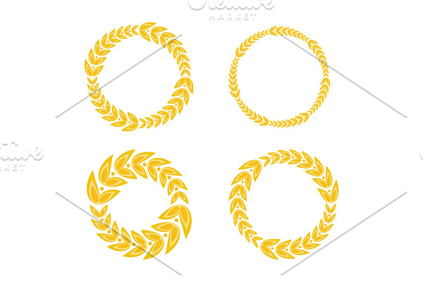 circle ornament golden laurel frame