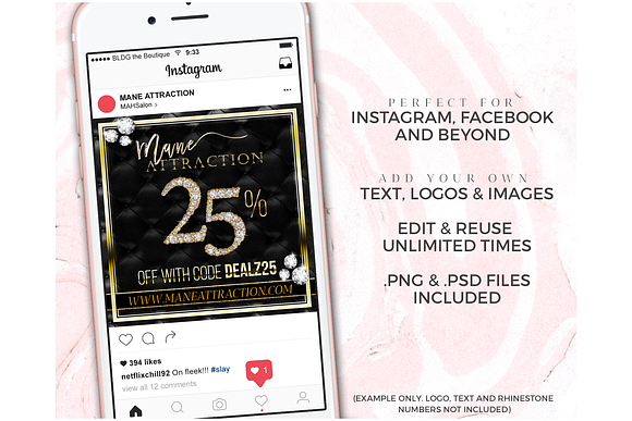 Hair Instagram Branding Templates  in Instagram Templates - product preview 2