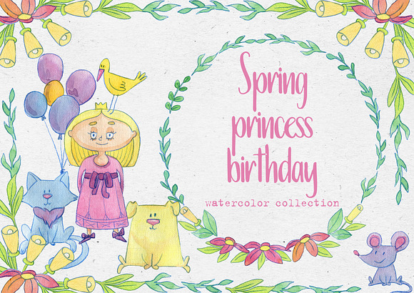 Princess day watercolor collection in Illustrations - product preview 14