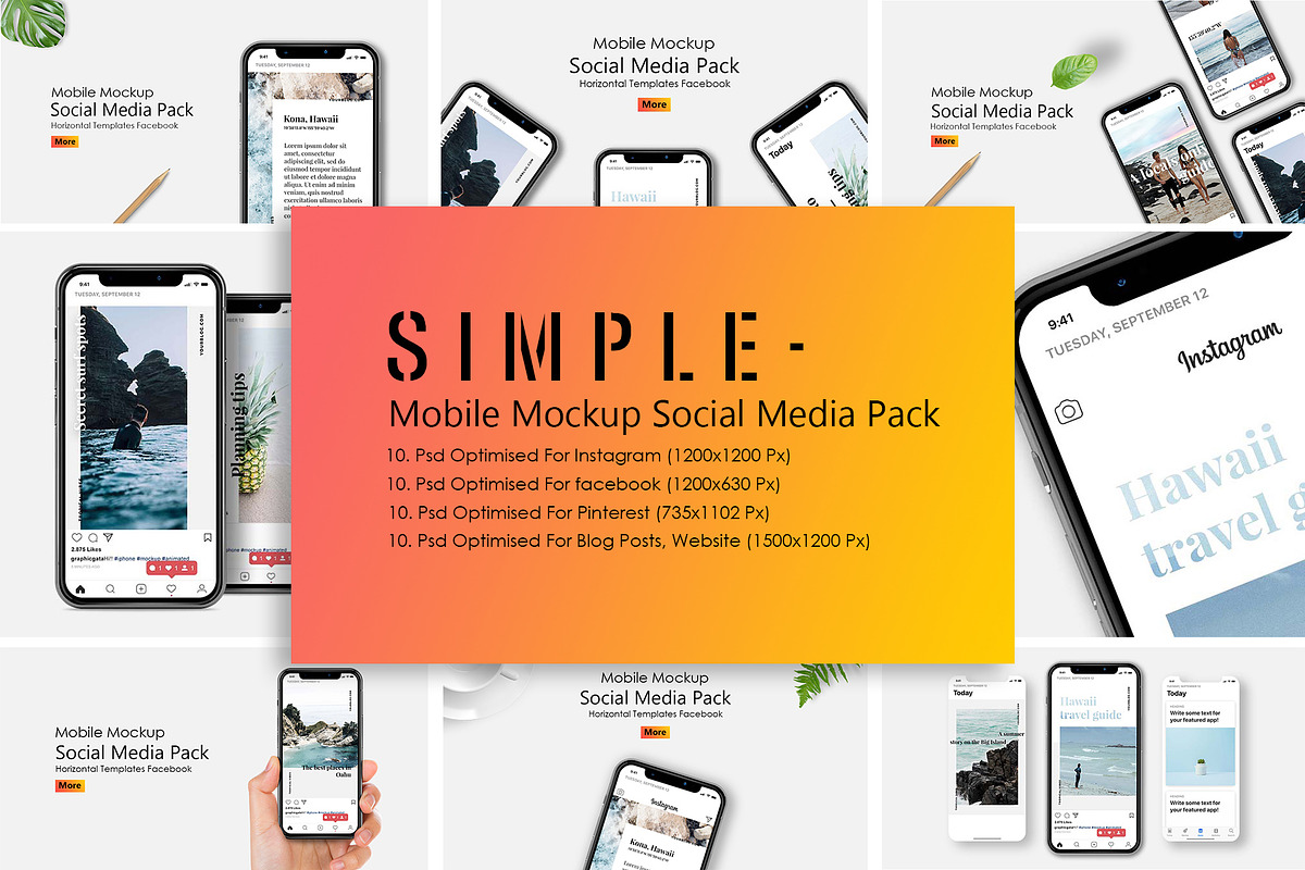 IPhone X Mockup Social Media Pack in Mobile & Web Mockups - product preview 8