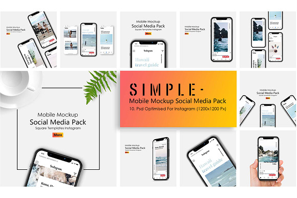 IPhone X Mockup Social Media Pack in Mobile & Web Mockups - product preview 1