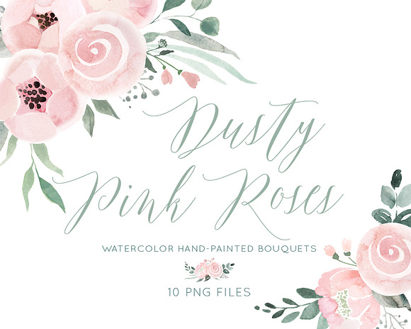 Dusty Pink Roses in Illustrations - product preview 1