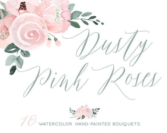 Dusty Pink Roses in Illustrations - product preview 4