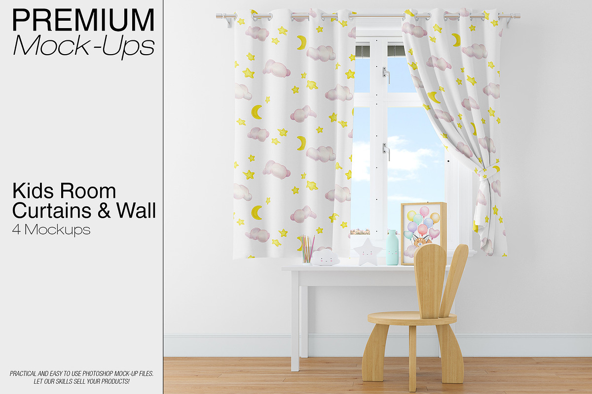 Kids Room - Curtains & Wall Set in Product Mockups - product preview 8