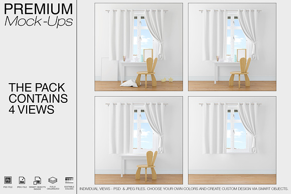 Kids Room - Curtains & Wall Set in Product Mockups - product preview 1