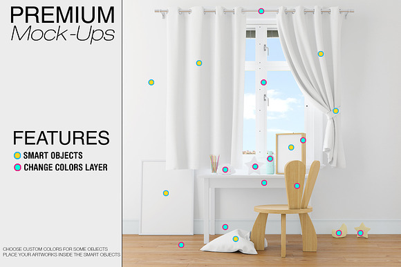 Kids Room - Curtains & Wall Set in Product Mockups - product preview 2