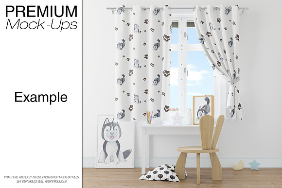 Kids Room - Curtains & Wall Set in Product Mockups - product preview 5