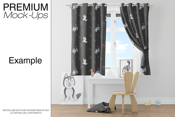 Kids Room - Curtains & Wall Set in Product Mockups - product preview 7