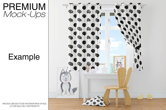 Kids Room - Curtains & Wall Set in Product Mockups - product preview 13
