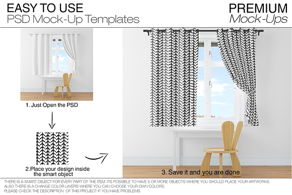 Kids Room - Curtains & Wall Set in Product Mockups - product preview 14