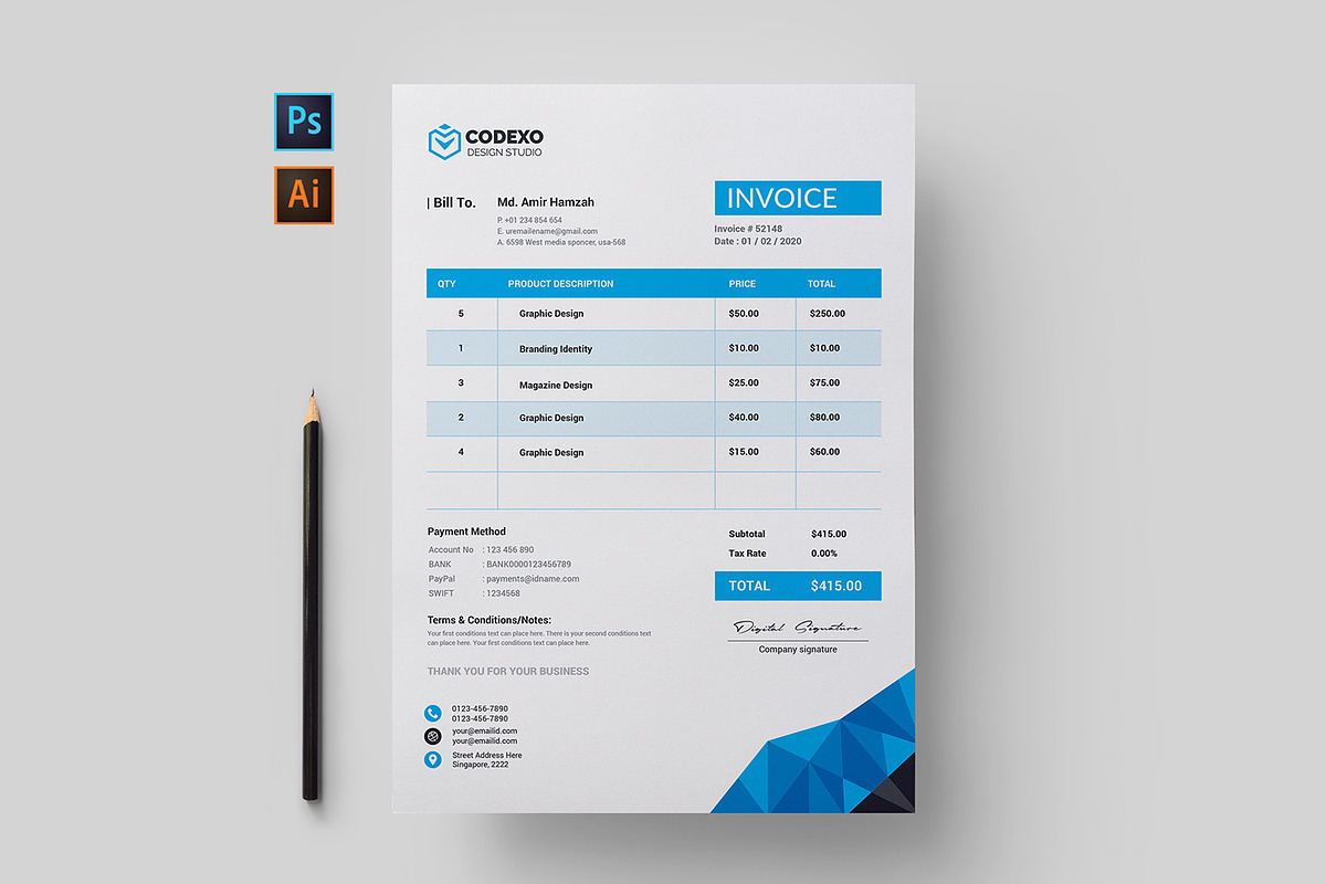 Invoice in Stationery Templates - product preview 8