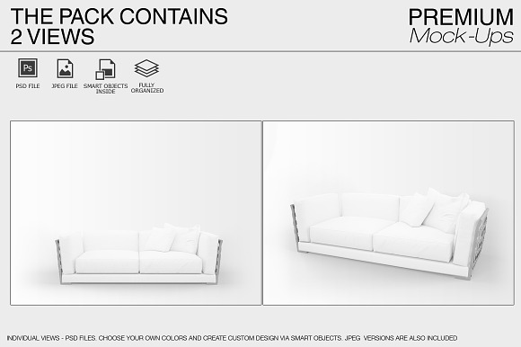 Sofa & Pillows Mockup in Product Mockups - product preview 1