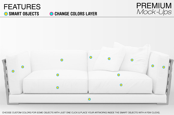 Sofa & Pillows Mockup in Product Mockups - product preview 5