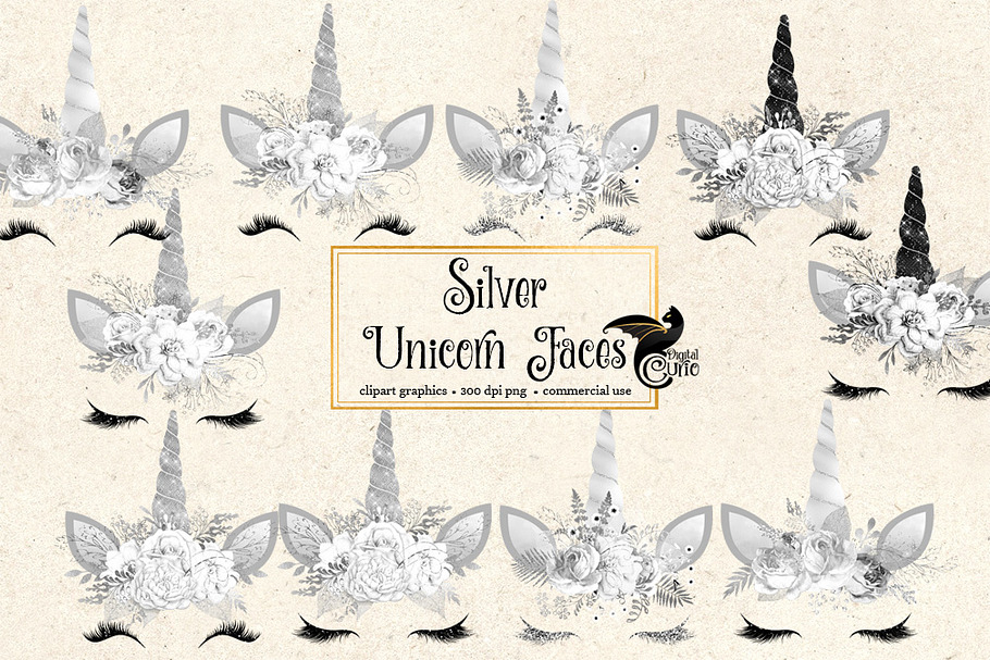 Silver Unicorn Faces